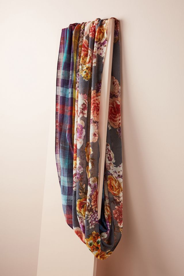 Floral & Plaid Infinity Scarf #1
