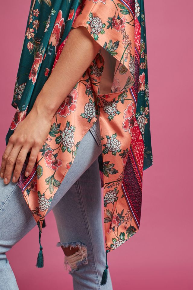 Jade Bordered Floral Kimono | Anthropologie