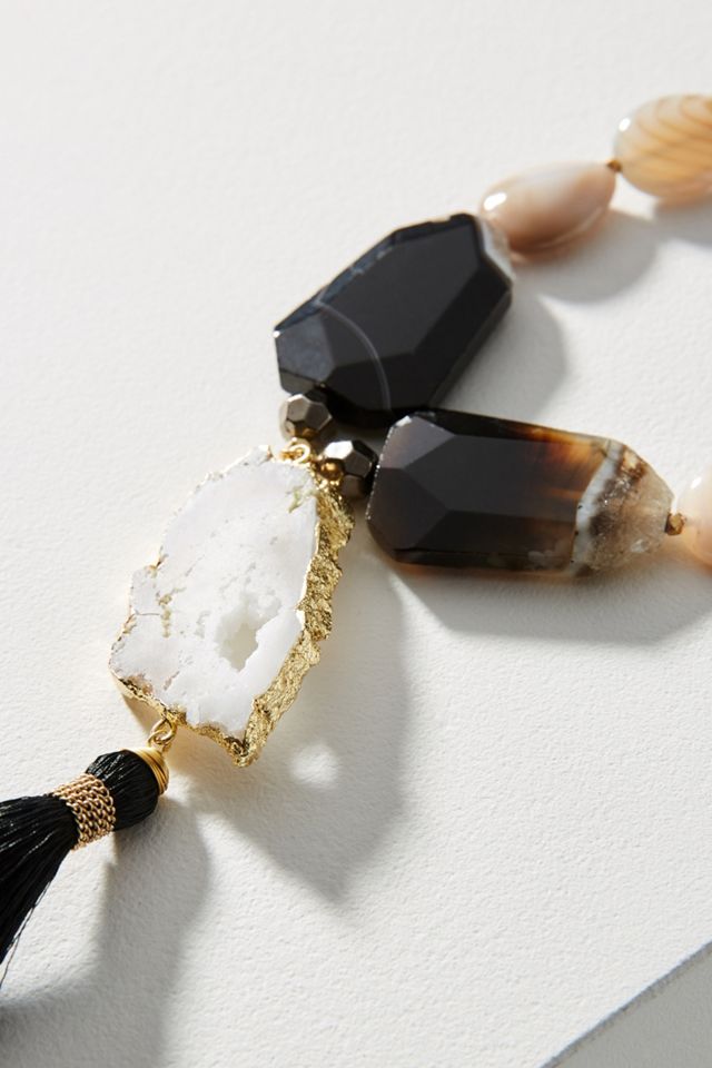 Agate Tassel Pendant Necklace #1