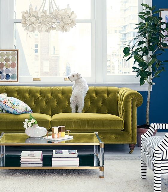 Green velvet deals couch anthropologie