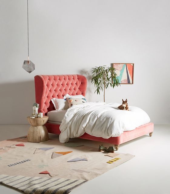 Tufted Wingback Bed AnthroLiving