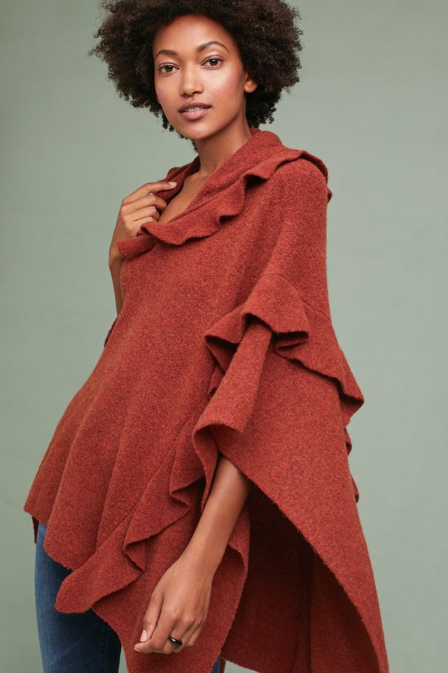 Hooded Ruffle Poncho #1
