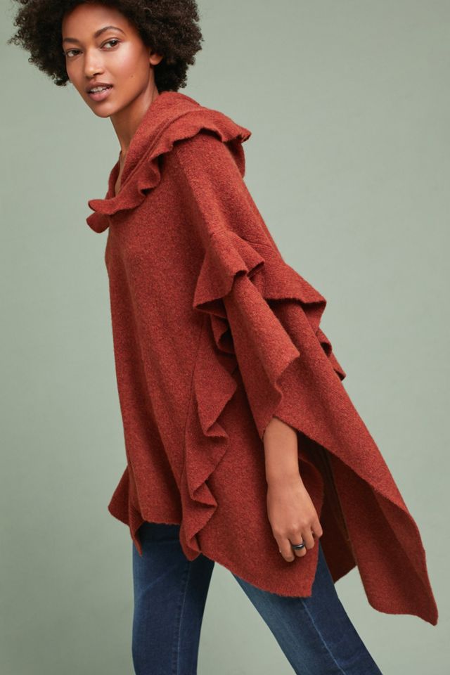 Hooded Ruffle Poncho #2