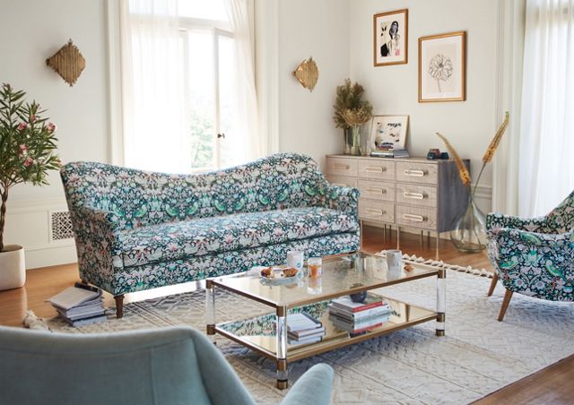 Liberty for Anthropologie Strawberry Thief Pied-A-Terre Sofa #6