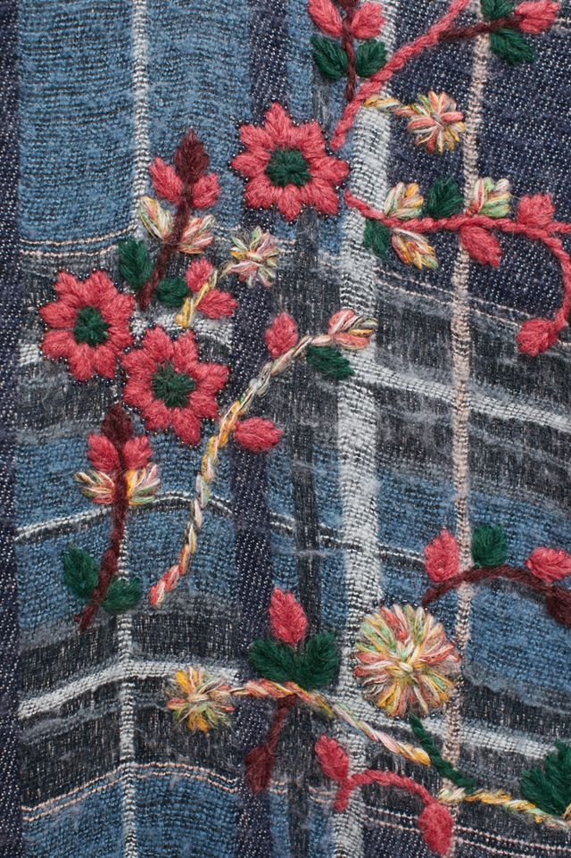 Embroidered Plaid Poncho #3