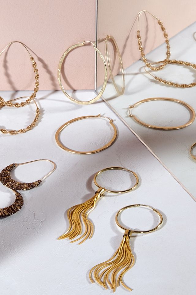 Golden Tassel Hoop Earrings #2