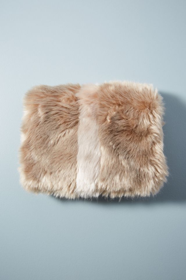 Shimmer Striped Faux Fur Clutch #1