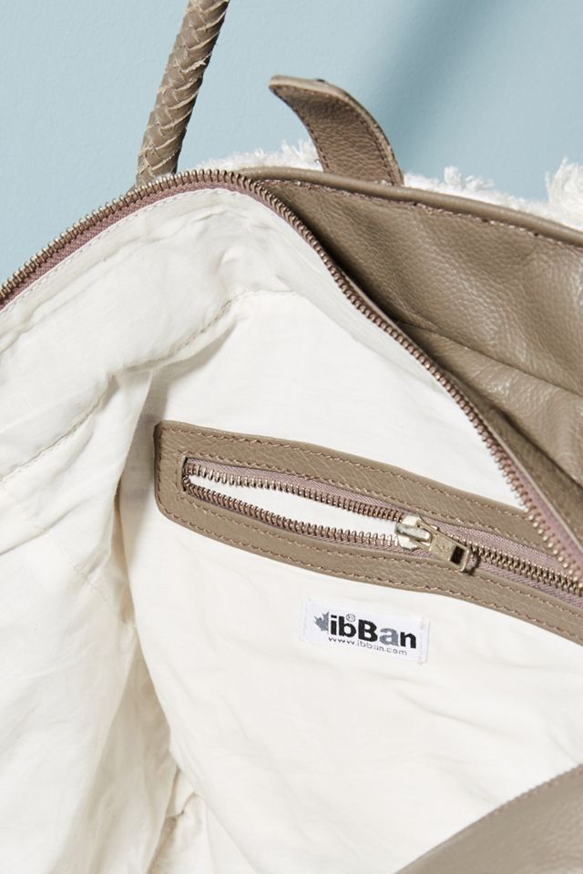 Embroidered Symbols Shearling Tote Bag #1