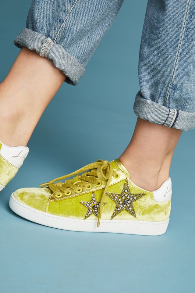 Lola Cruz Beaded Star Velvet Sneakers #2