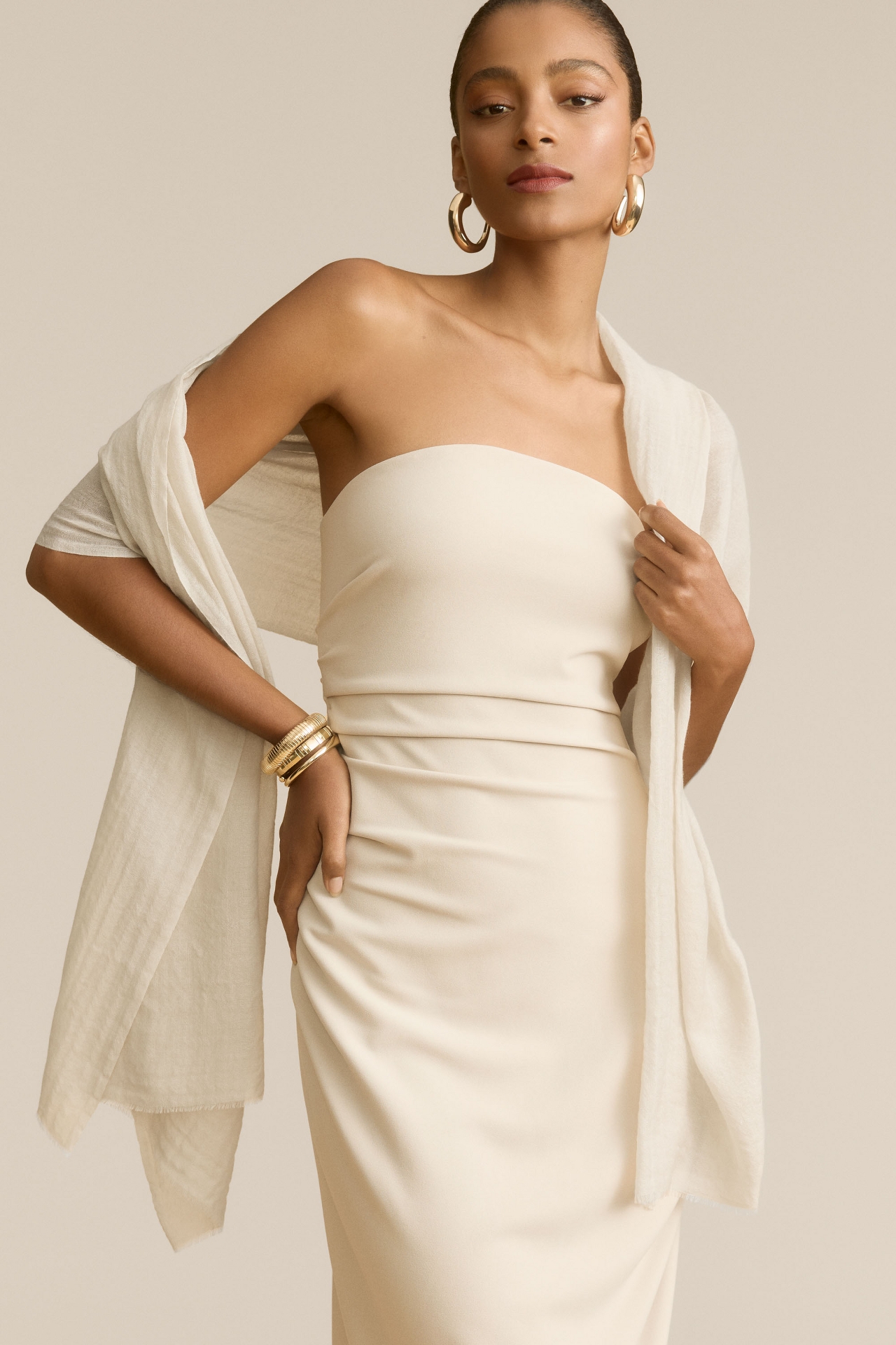 BHLDN Rue Semi-Sheer Raw-Edge Pashmina Wrap