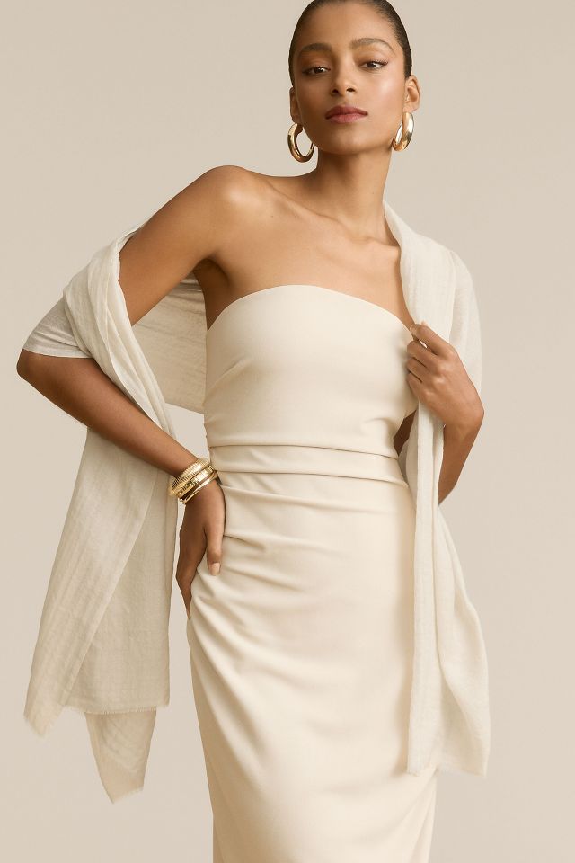 BHLDN Rue Semi Sheer Raw Edge Pashmina Wrap