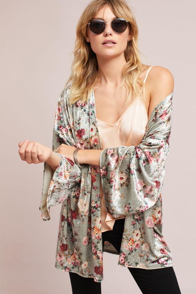 Briley Velvet Floral Kimono Anthropologie