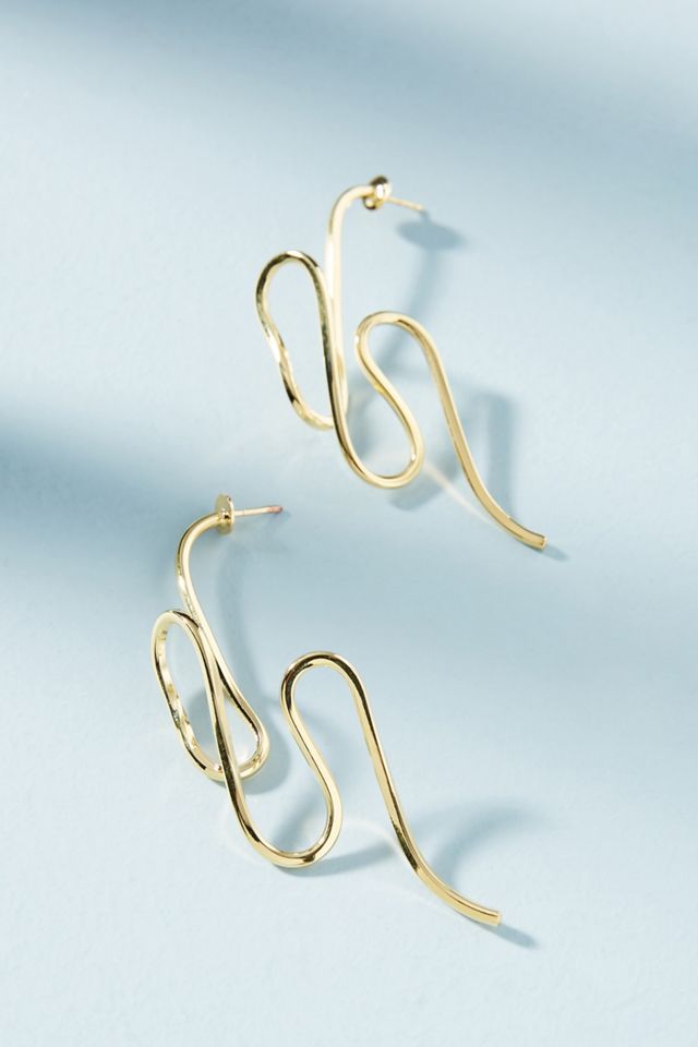 Golden Serpentine Drop Earrings