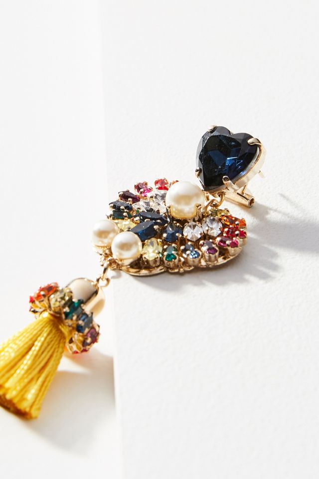 Tasseled Peacock Drop Earrings #1