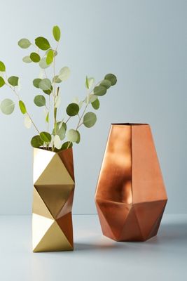 Faceted Metal Vase