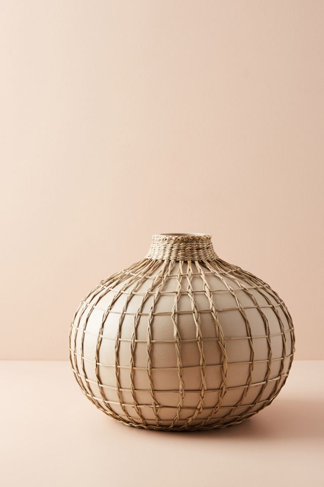 Wrapped Seagrass Vase #1