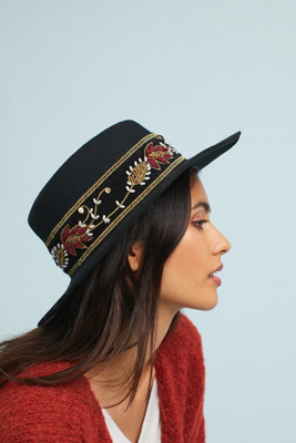 NWT Anthropologie Wool Trimmed Boater Hat Wool Boater Hat | Anthropologie main image 3