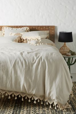 Tasseled Linen Duvet Cover