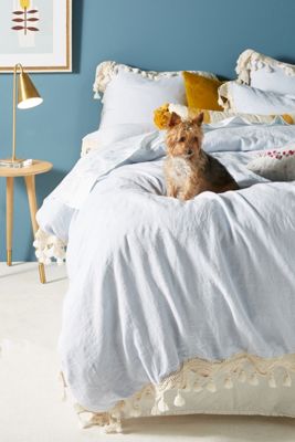 Tasseled Linen Duvet Cover