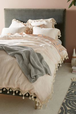 Tasseled Linen Duvet Cover