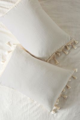 Tasseled Linen Shams, Set of 2