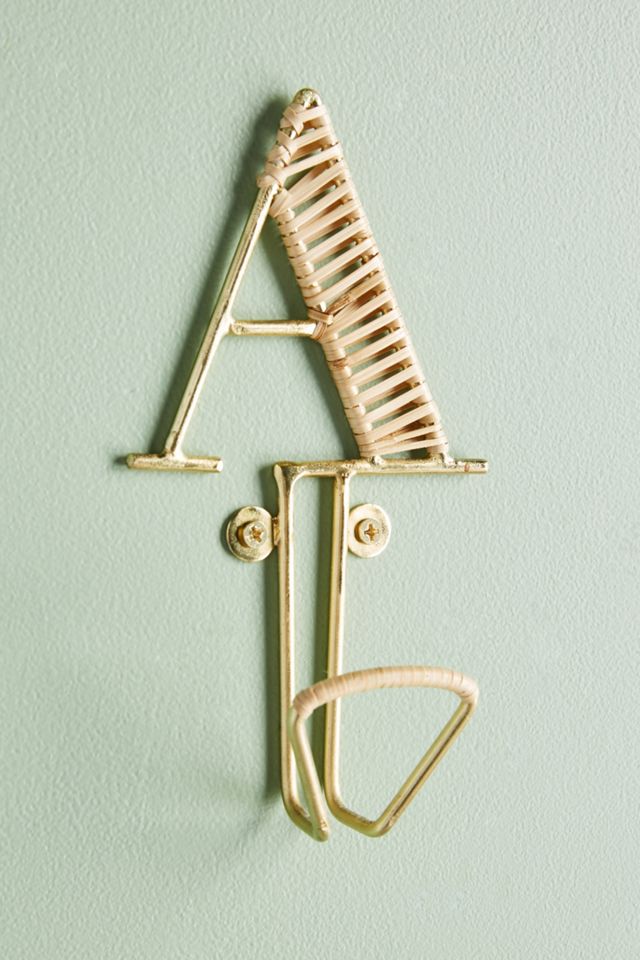Rattan-Wrapped Monogram Hook #1