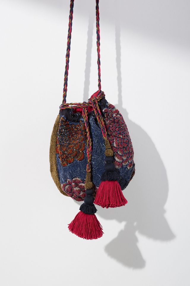 Floral Beaded Bucket Bag | Anthropologie