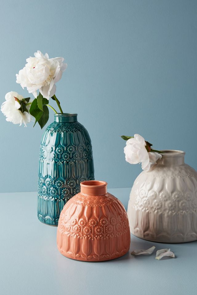 Embossed Floral Vase