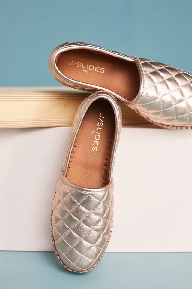 J/Slides Renata Metallic Quilted Espadrilles #2