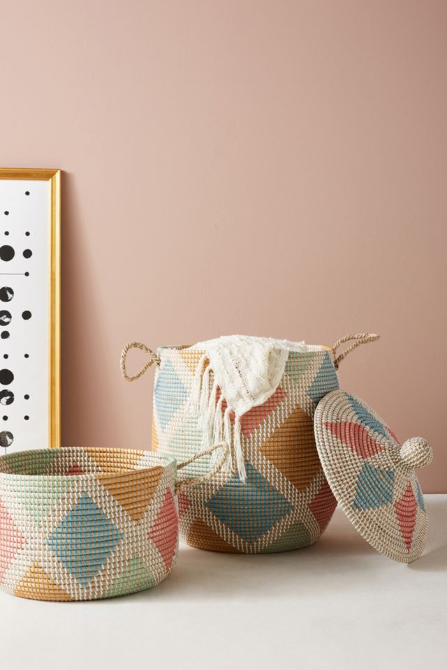 Diamond Seagrass Storage Basket #1