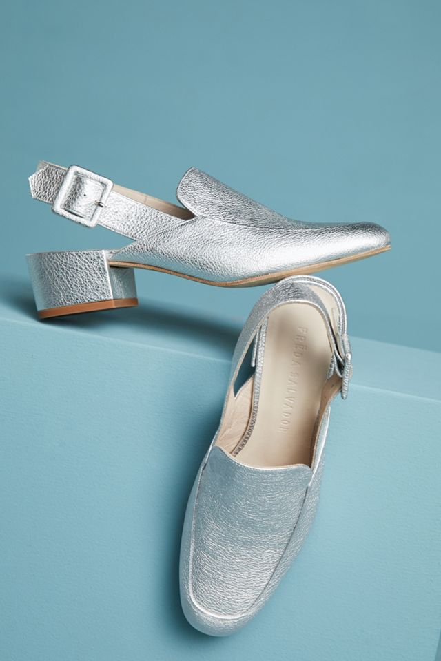 Freda Salvador Metallic Slingback Loafers #3