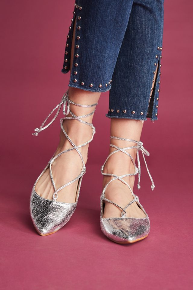 Vanessa Wu Lace-Up Ballet Flats #1