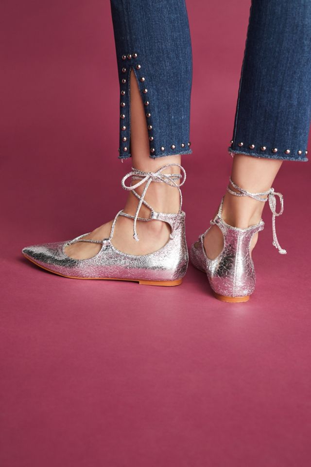 Vanessa Wu Lace-Up Ballet Flats #2