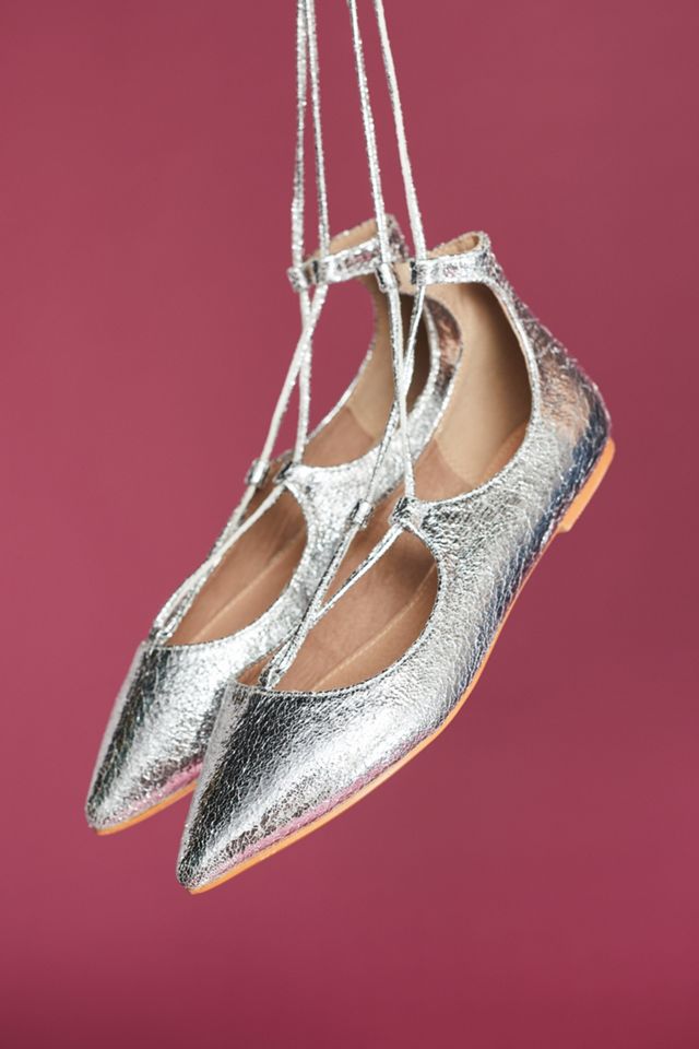 Vanessa Wu Lace-Up Ballet Flats #4