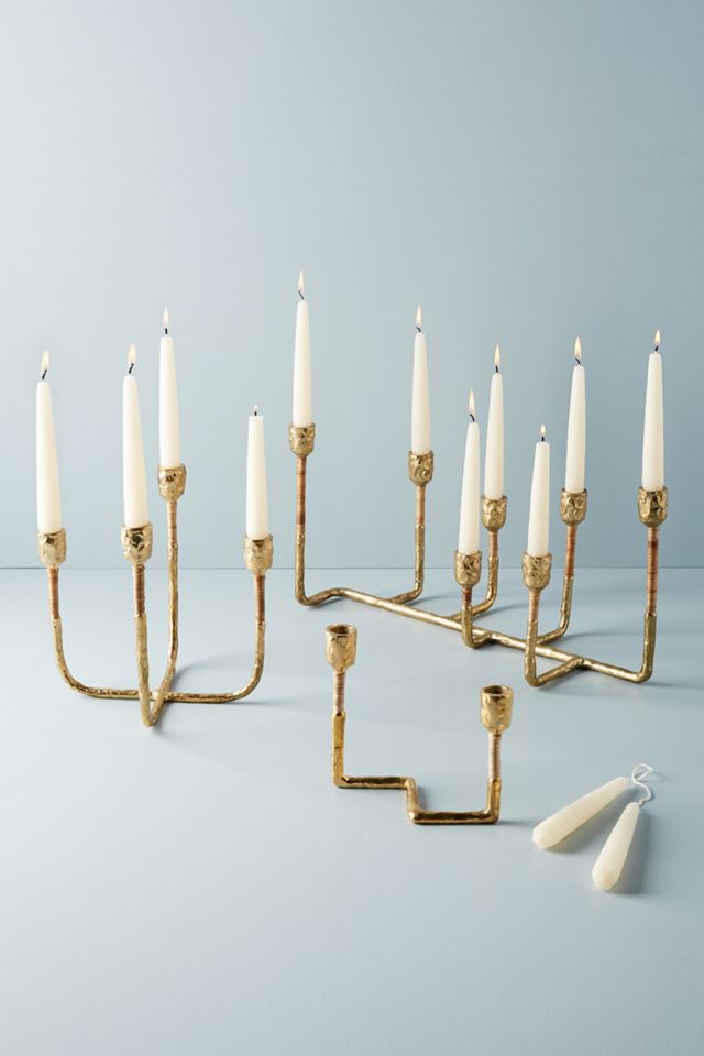 Lara 7 Candle Brass Taper Holder