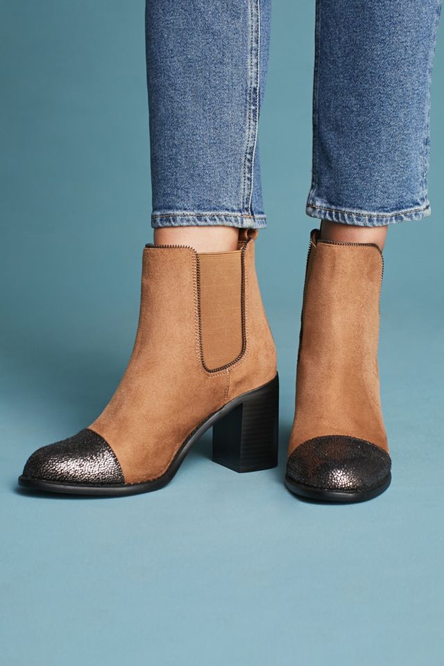 Vanessa Wu Metallic Toe-Capped Booties #1