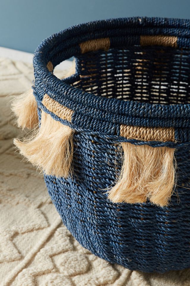 Abaca Fringe Basket #1