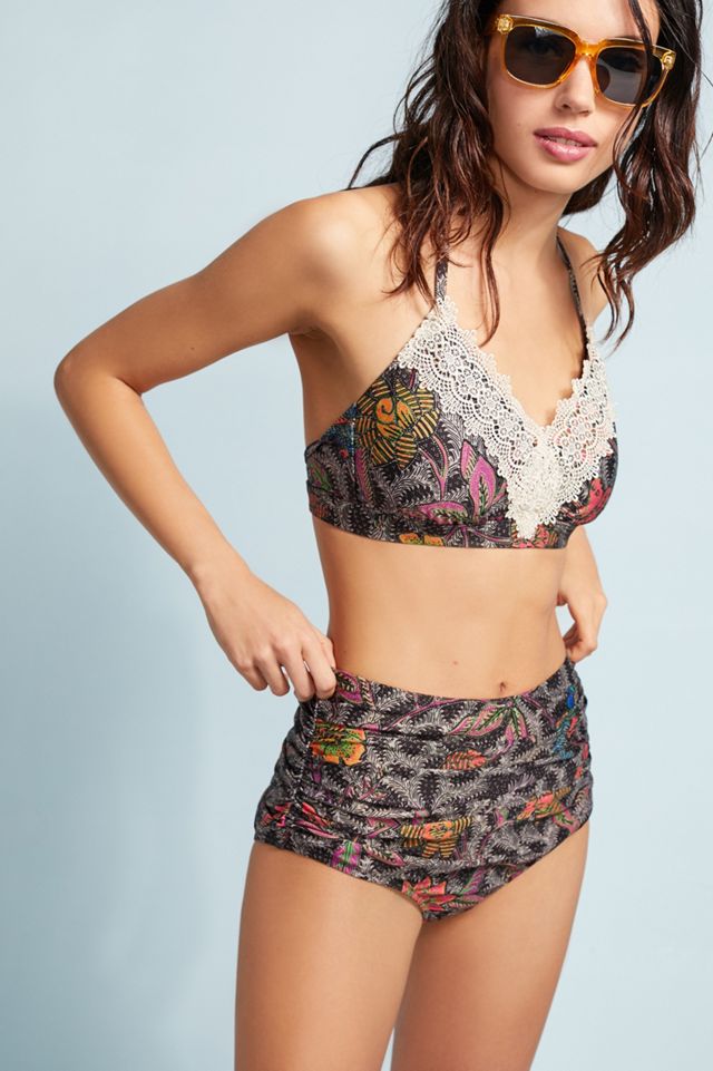 Anthropologie Laced Halter Bikini Top #1