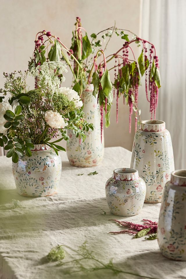 Distressed Rose + Vine Terracotta Vase #12