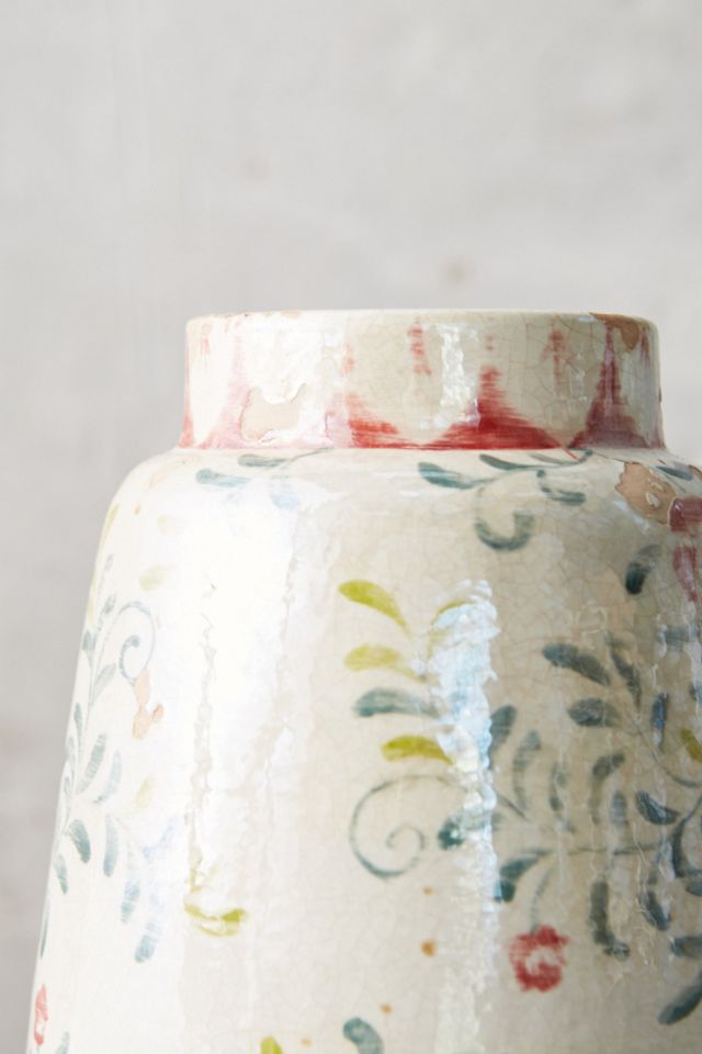 Distressed Rose + Vine Terracotta Vase #11