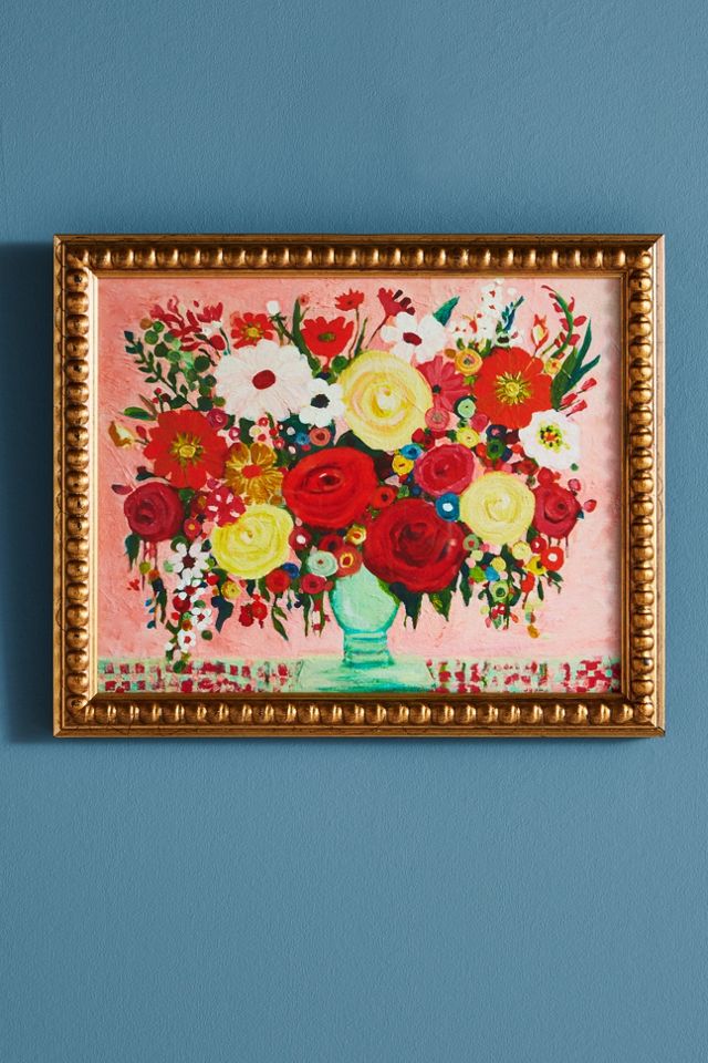 Roses In A Green Vase Wall Art #1
