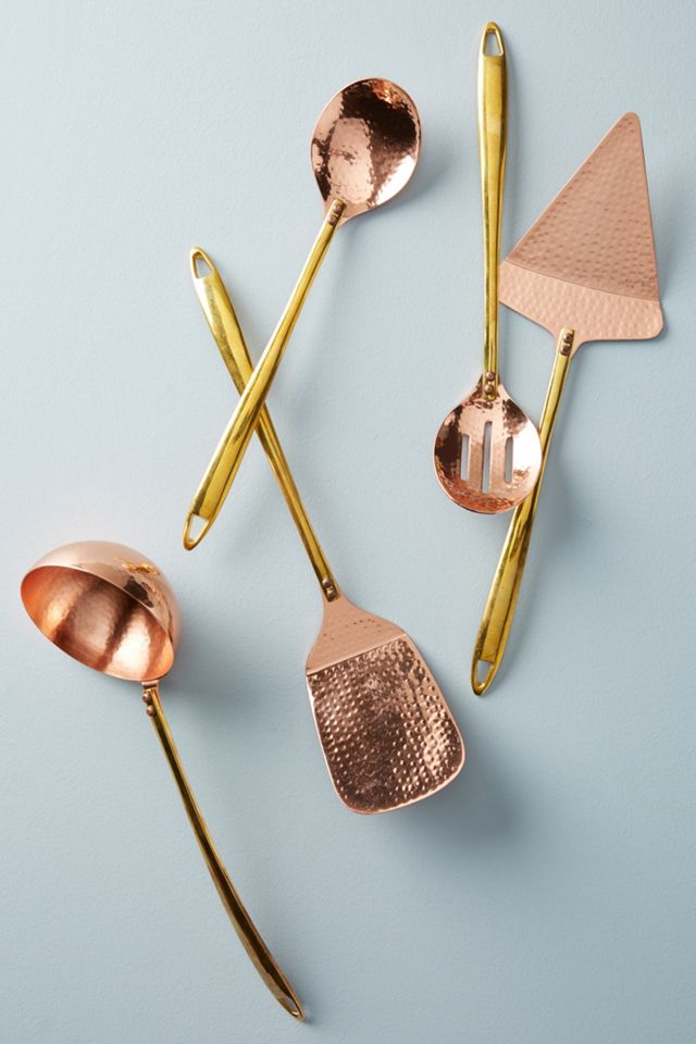 Hammered Copper Slotted Spoon #1