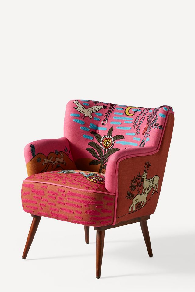 Anthropologie pink outlet velvet chair