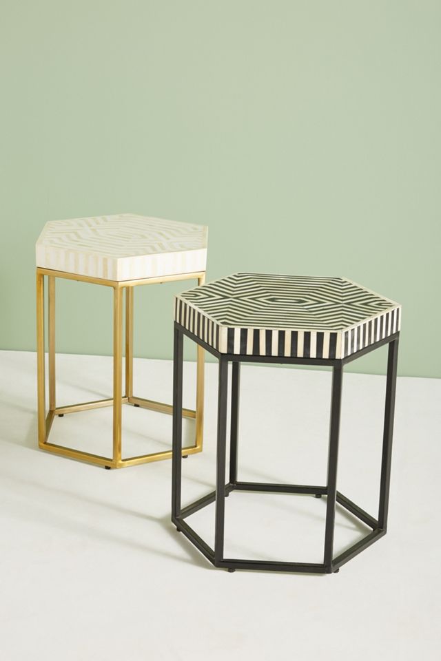Hexagonal Inlay Side Table #1