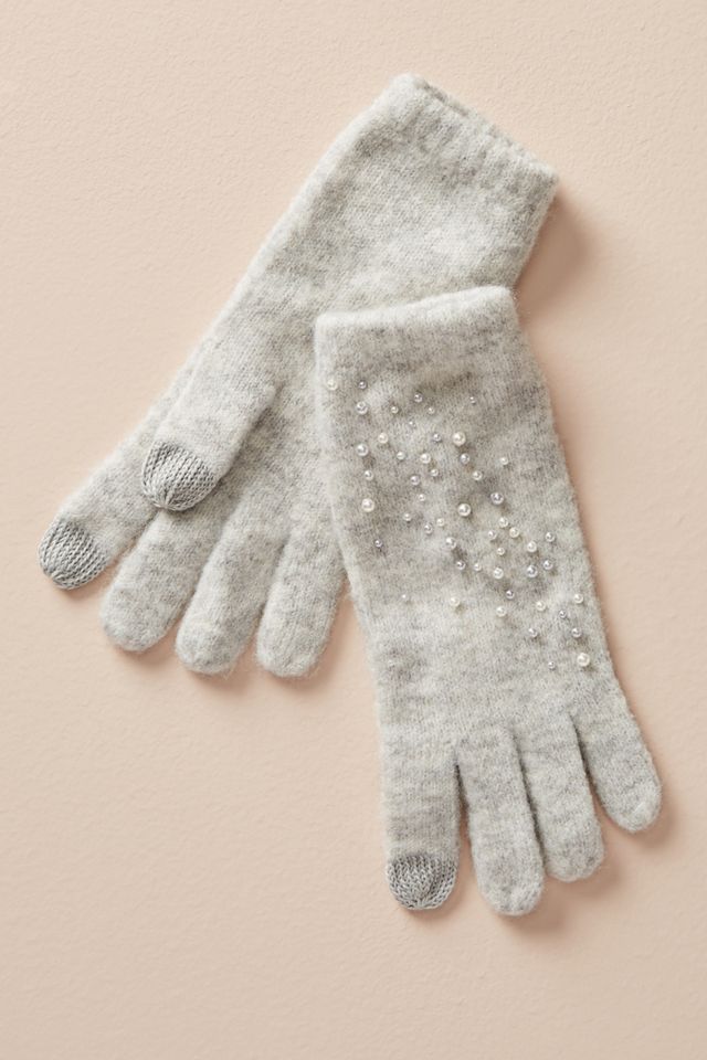 Pearled Grey Gloves