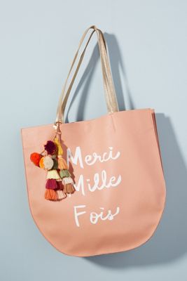 Scripted Tassel Tote