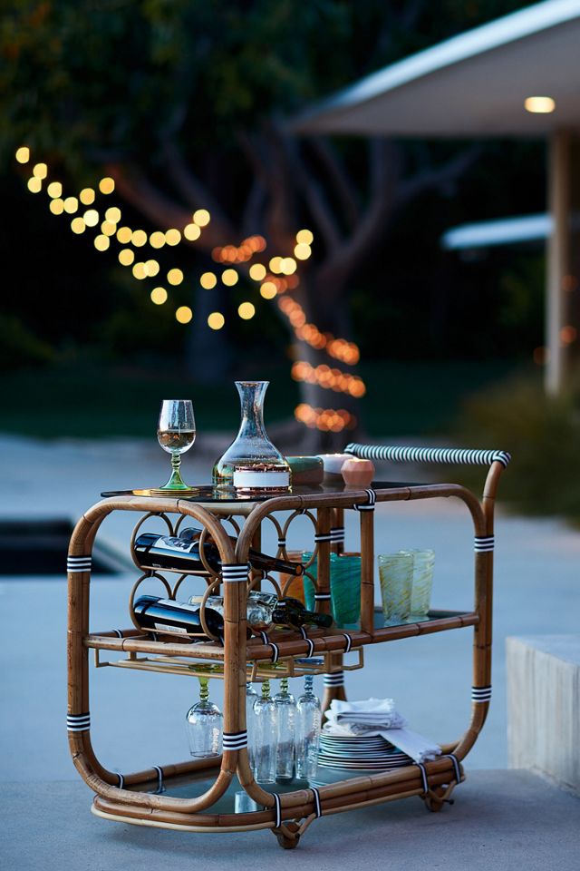 Wrapped Rattan Indoor/Outdoor Bar Cart #4