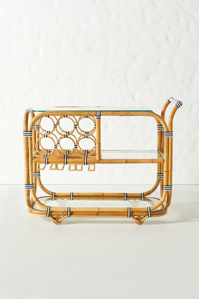 Wrapped Rattan Indoor/Outdoor Bar Cart #2