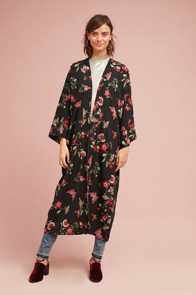 Mod Floral Long Kimono #1