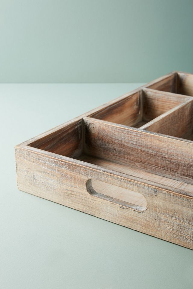 Whitewashed Wood Organizing Tray #1